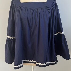 Vineyard Vines Dark Blue Blouse with White Trim